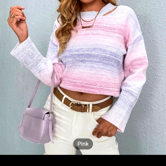 Women's Multi-Color Wool Sweater. - Picture 3 of 5